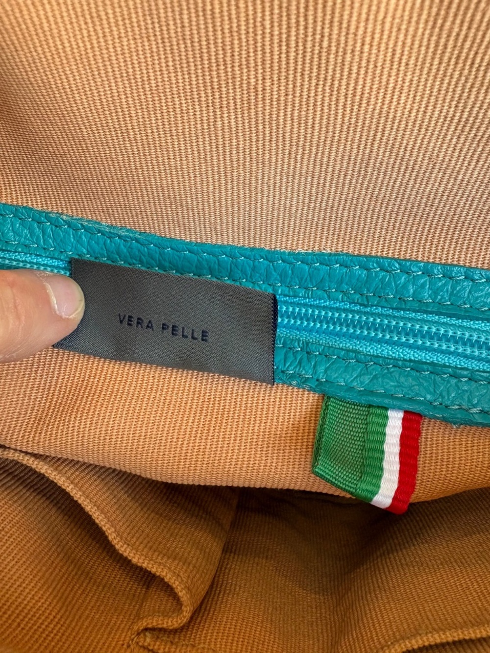 L. Credi Teal Leather Shoulder Bag, Hand Bag, Made in Italy - Picture 15 of 16